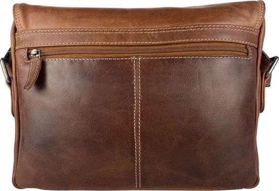 Dames Schoudertas - Cognac Leren Messenger Bag / Crossbody Tas