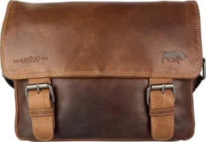 Dames Schoudertas - Cognac Leren Messenger Bag / Crossbody Tas