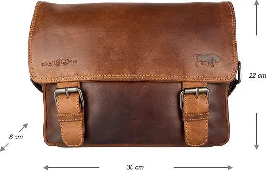 Dames Schoudertas - Cognac Leren Messenger Bag / Crossbody Tas