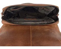 Dames Schoudertas - Cognac Leren Messenger Bag / Crossbody Tas
