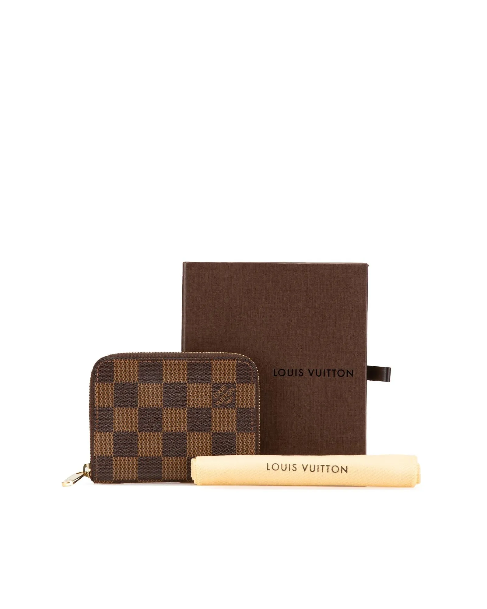 Damier Ebene Canvas Zip-Around Coin Purse with Interior Slip Pockets