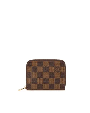 Damier Ebene Canvas Zip-Around Coin Purse with Interior Slip Pockets