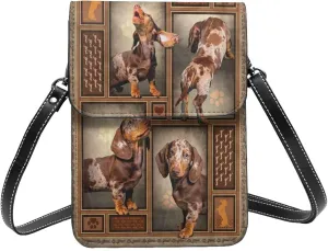 Dapple Dachshund Dog Gift Fashion Crossbody Purse and Wallet Set for Women with Adjustable Strap