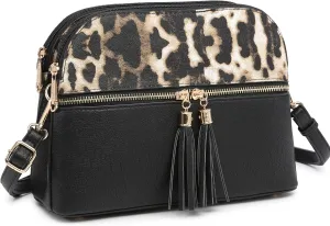 Dasein Women Tassel Zipper Pocket Crossbody Bag Shoulder Purse Fashion Travel Bag with Multi Pockets