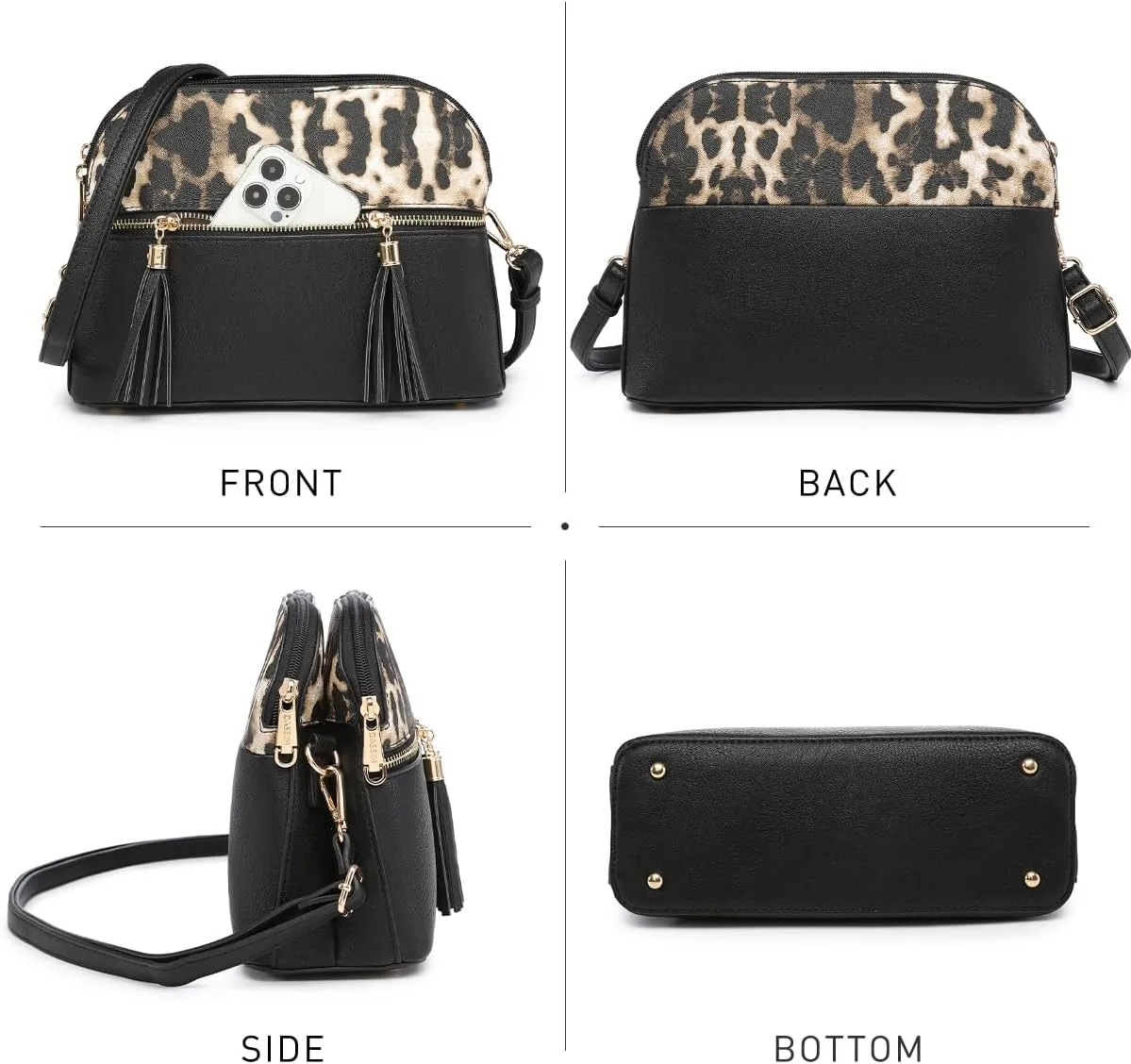 Dasein Women Tassel Zipper Pocket Crossbody Bag Shoulder Purse Fashion Travel Bag with Multi Pockets