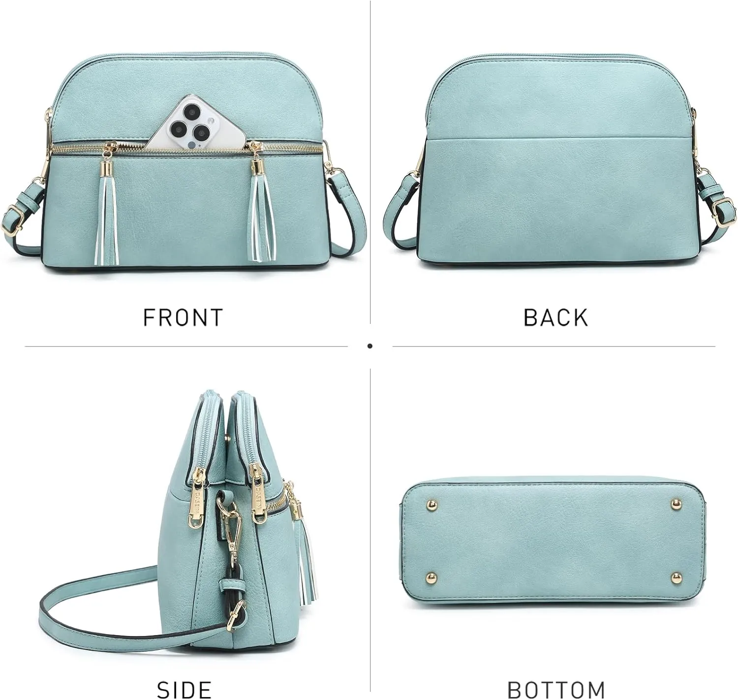 Dasein Women Tassel Zipper Pocket Crossbody Bag Shoulder Purse Fashion Travel Bag with Multi Pockets