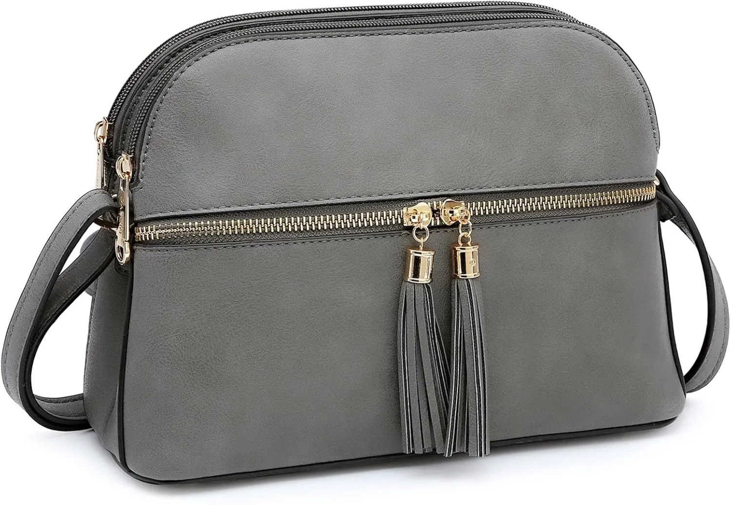Dasein Women Tassel Zipper Pocket Crossbody Bag Shoulder Purse Fashion Travel Bag with Multi Pockets