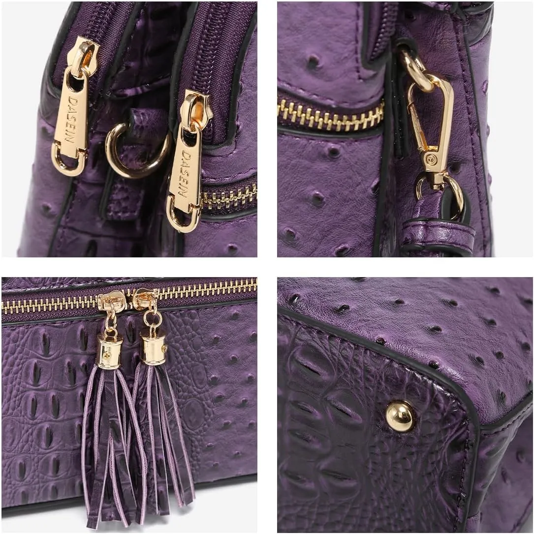 Dasein Women Tassel Zipper Pocket Crossbody Bag Shoulder Purse Fashion Travel Bag with Multi Pockets
