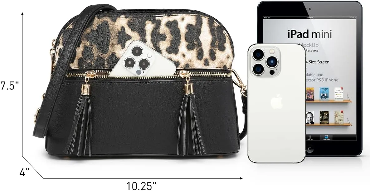 Dasein Women Tassel Zipper Pocket Crossbody Bag Shoulder Purse Fashion Travel Bag with Multi Pockets