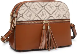 Dasein Women Tassel Zipper Pocket Crossbody Bag Shoulder Purse Fashion Travel Bag with Multi Pockets