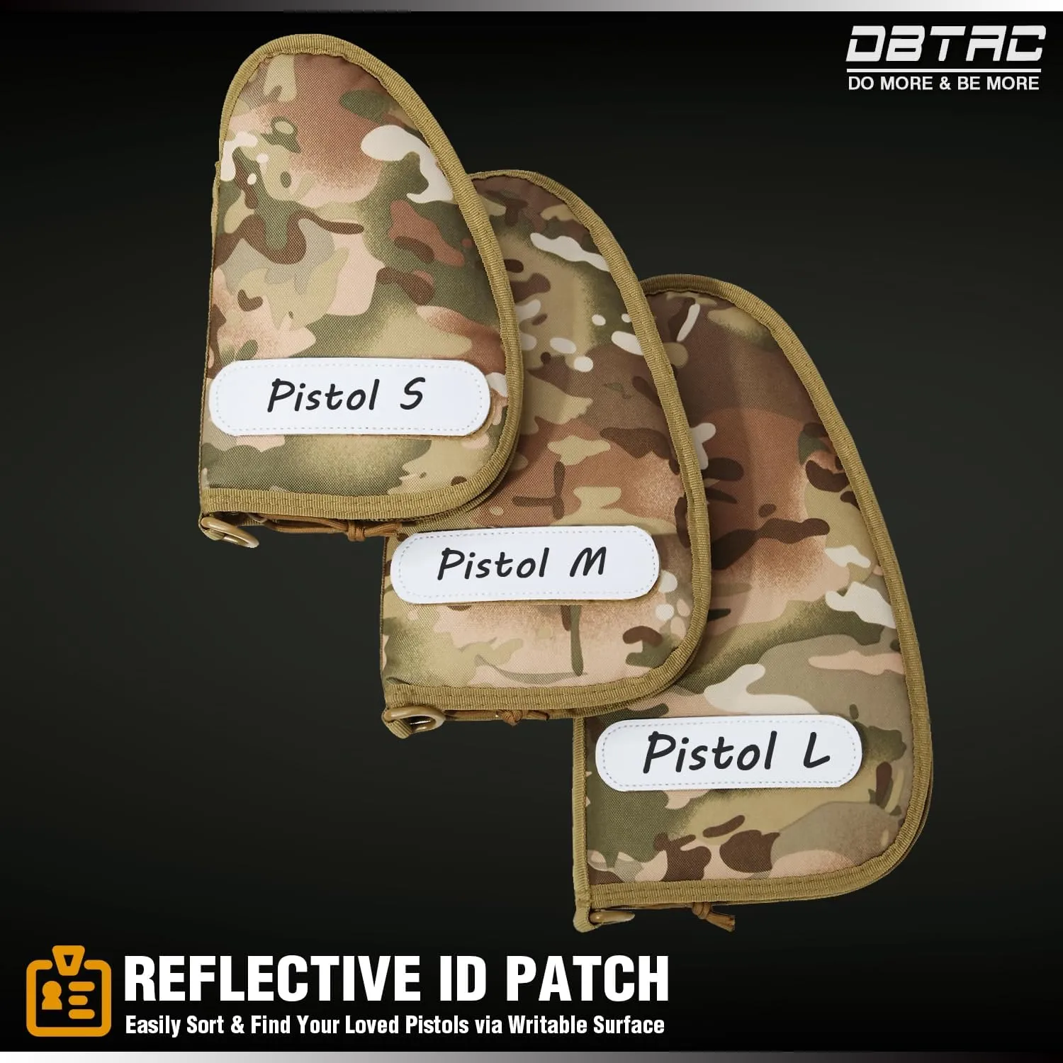 DBTAC Handgun Case Single Padded Pistol Bag W/Lockable Zipper, Removable & Reflective Patch for Shooting Range Outdoor Hunting, Available Length in 8.5" 10.5" 12.5" 14.5"
