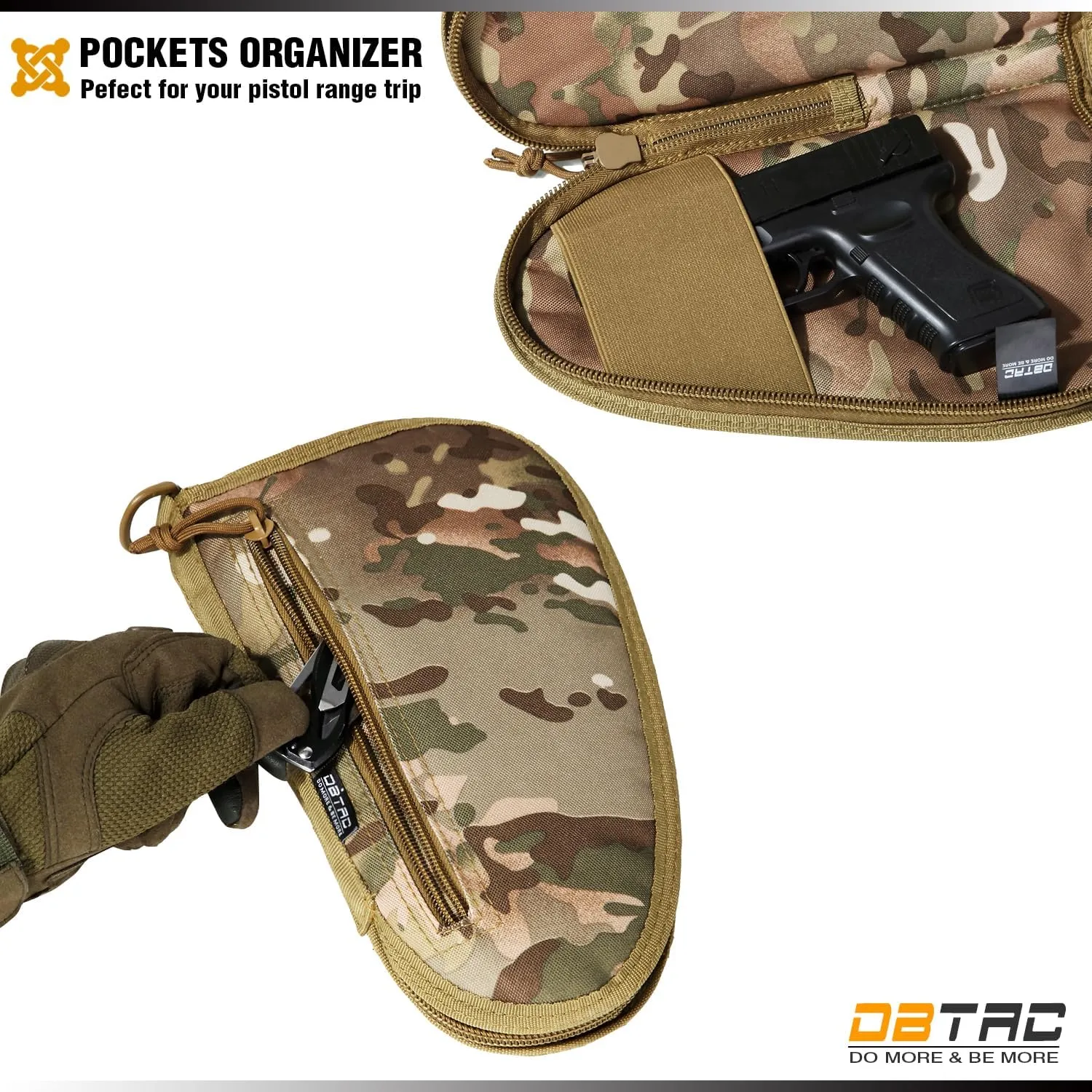 DBTAC Handgun Case Single Padded Pistol Bag W/Lockable Zipper, Removable & Reflective Patch for Shooting Range Outdoor Hunting, Available Length in 8.5" 10.5" 12.5" 14.5"