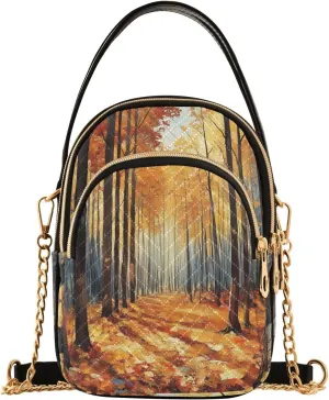 Deciduous Forest Women Trendy Quilted Crossbody Bag Sling Bags Handbags with Chain Strap Travel Cross Body Cell Phone Purses Bags