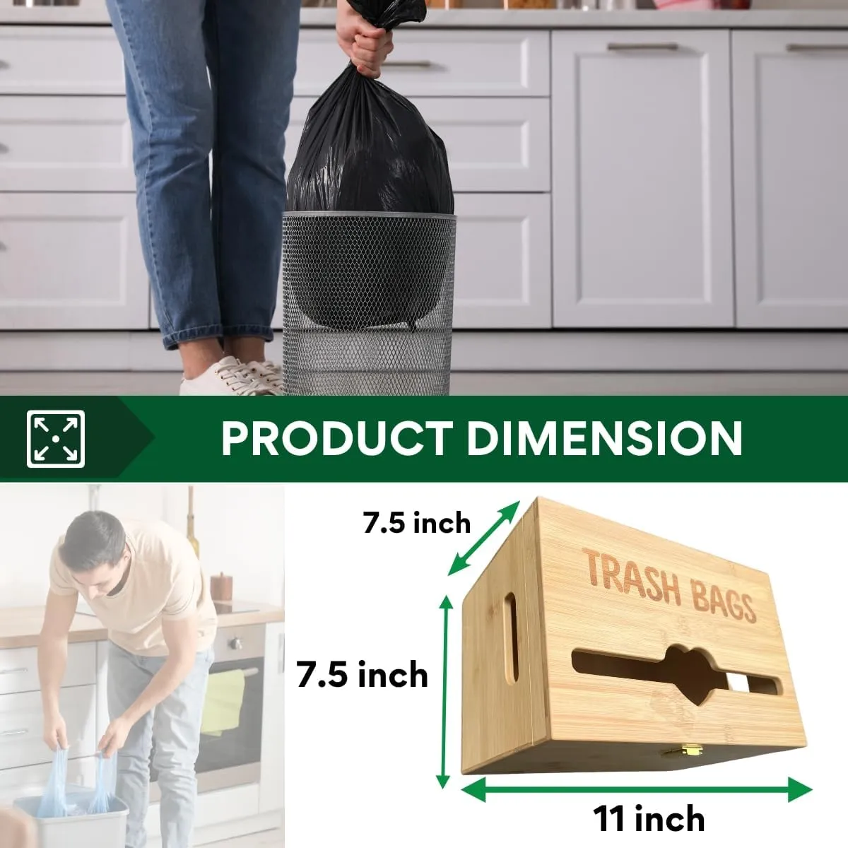 Decorative Extra Large Trash Bags Holder & Dispenser - Garbage Bag Organizer Dispenser Roll Holder Under Sink For Kitchen & Cabinet - Wall-Mounted Trash Bags Organizer Storage For Plastic Bags