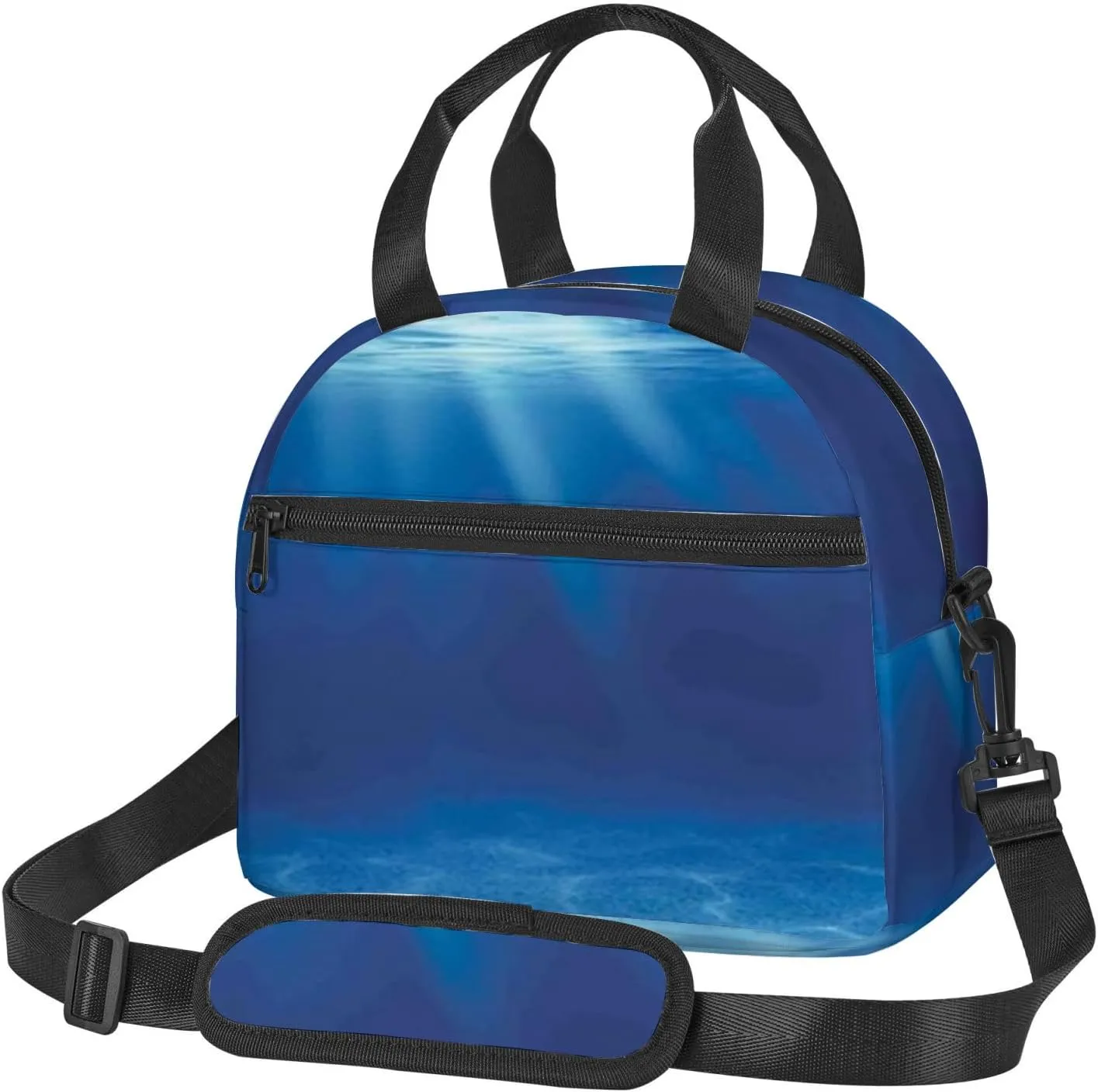 Deep Sea,Insulated Lunch Bag for Women/Men,Blue Deep Sea Or Ocean Underwater,Reusable Leakproof Cooler Tote Bag Organizer with Adjustable Shoulder Strap for Adult,Blue