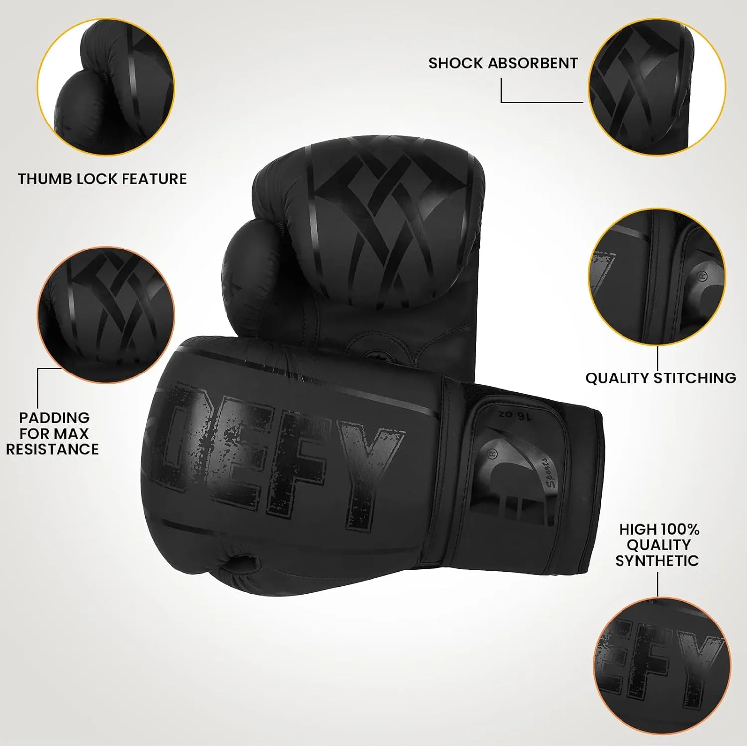 DEFY Boxing Gloves for Men & Women - Premium Quality Synthetic Leather Boxing Gloves for Training - Perfect for Punching Heavy Bags, Sparring, & Fighting Gloves