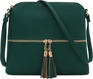 DELUXITY Lightweight Medium Crossbody Bag with Tassel