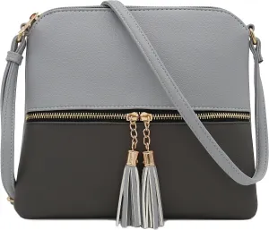 DELUXITY Lightweight Medium Crossbody Bag with Tassel