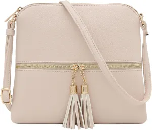 DELUXITY Lightweight Medium Crossbody Bag with Tassel