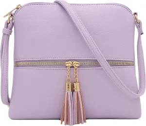 DELUXITY Lightweight Medium Crossbody Bag with Tassel