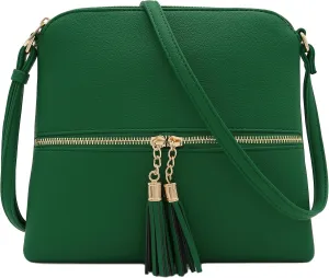 DELUXITY Lightweight Medium Crossbody Bag with Tassel