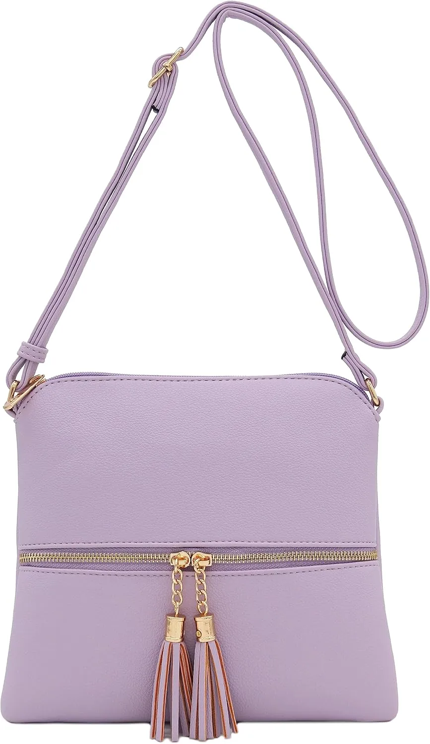 DELUXITY Lightweight Medium Crossbody Bag with Tassel