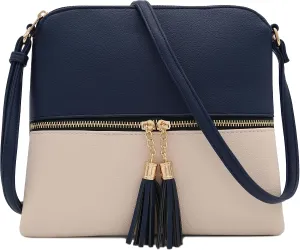 DELUXITY Lightweight Medium Crossbody Bag with Tassel
