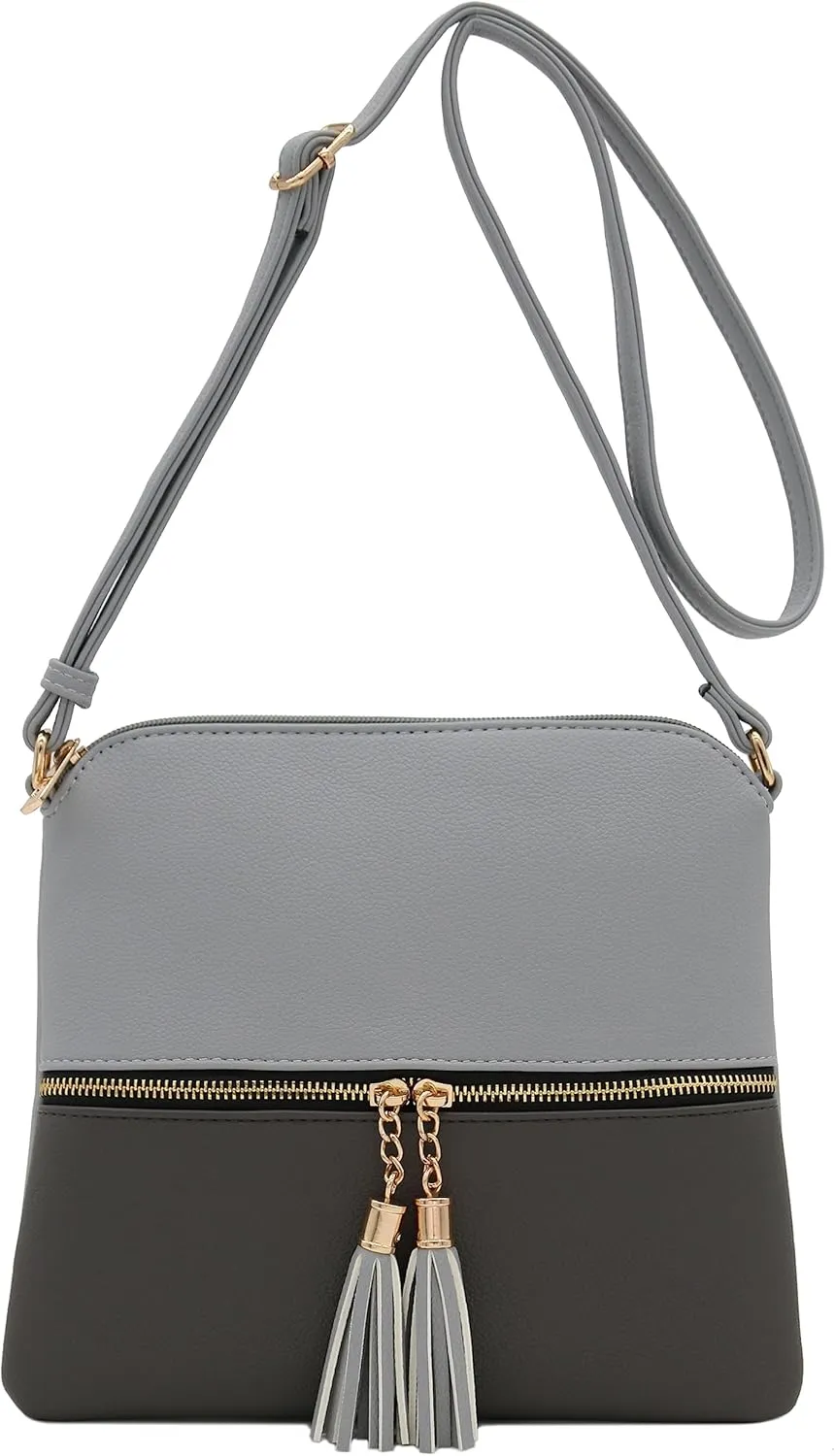 DELUXITY Lightweight Medium Crossbody Bag with Tassel