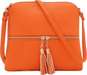 DELUXITY Lightweight Medium Crossbody Bag with Tassel