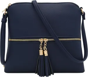 DELUXITY Lightweight Medium Crossbody Bag with Tassel