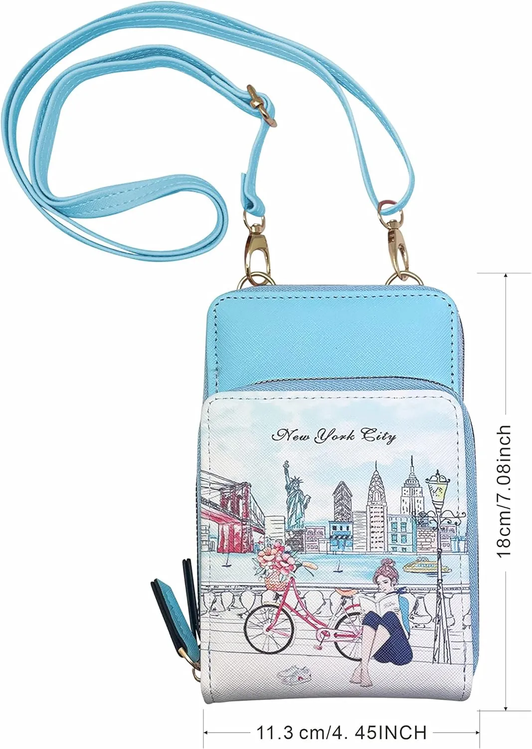 DESIGN U.S.A. SOUVENIR Girls & WomenFashion Elegant Crossbody Cell Phone Multiple Pockets Credit Card Slots