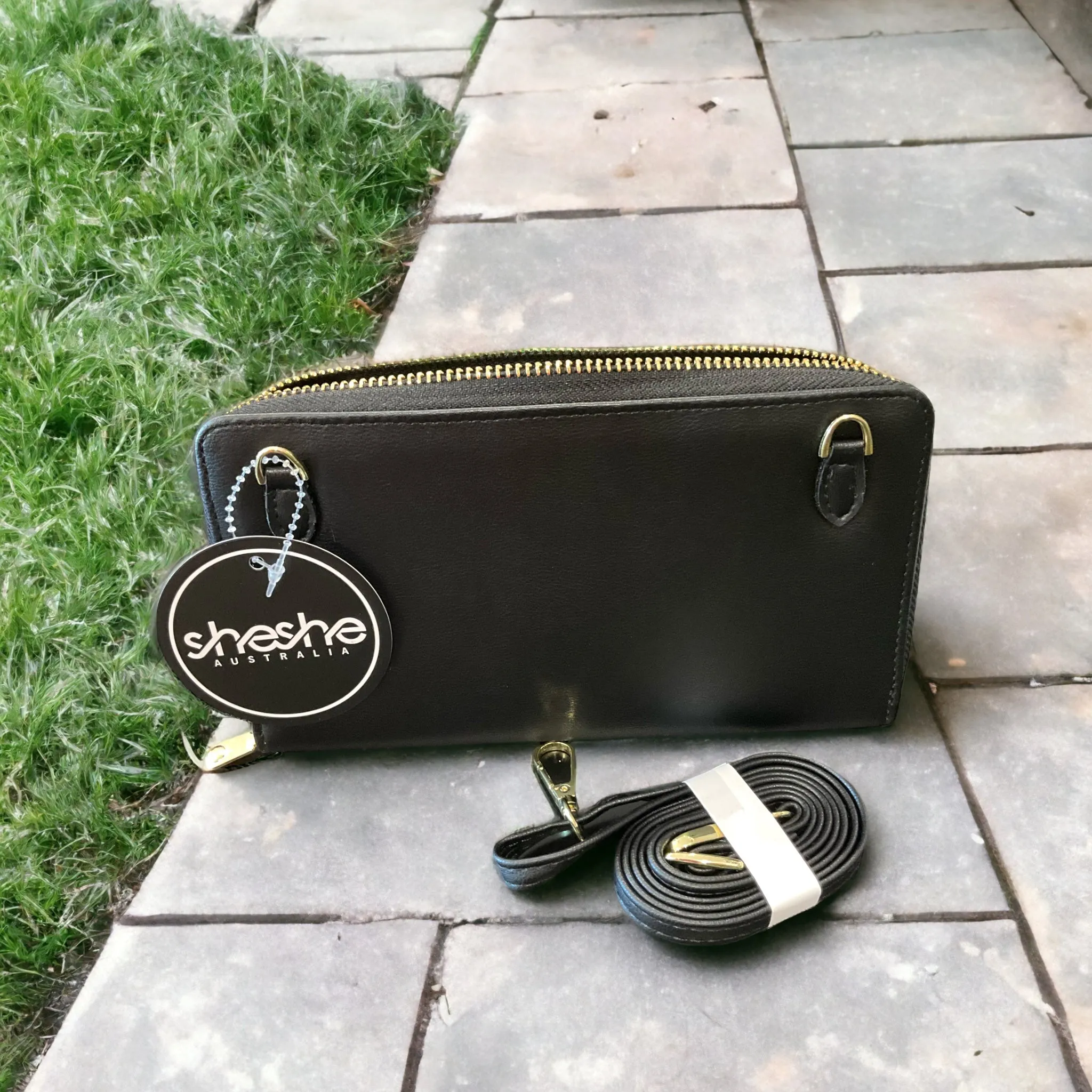 Diamante Zip Purse - Black