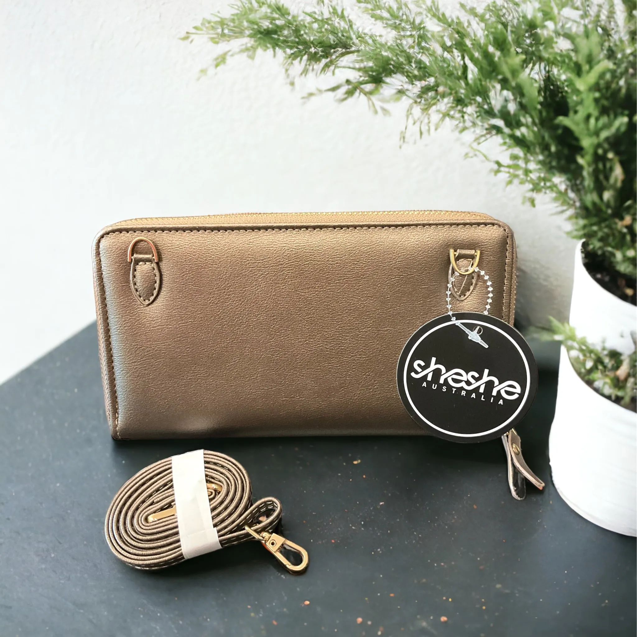 Diamante Zip Purse - Bronze