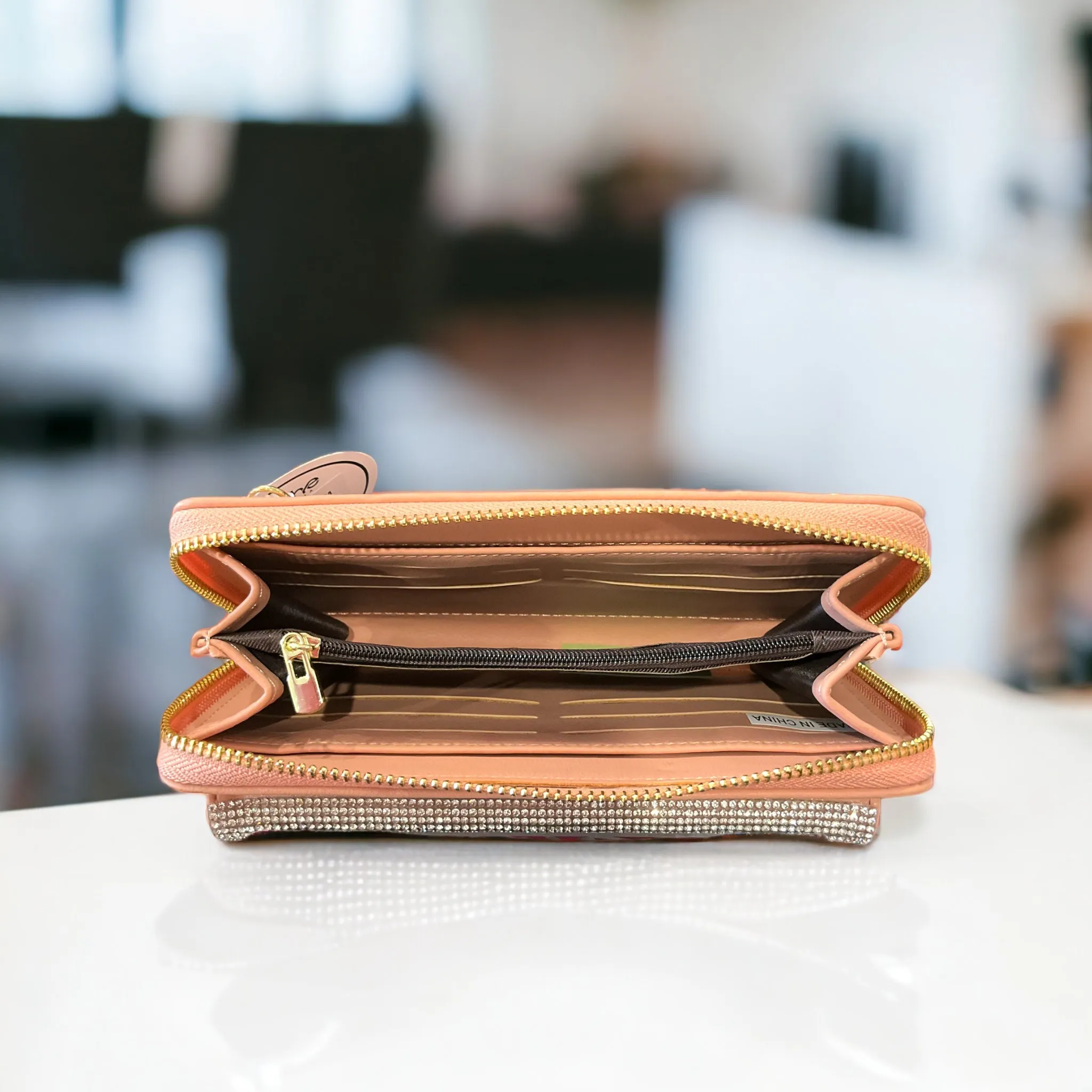 Diamante Zip Purse - Dusty Pink