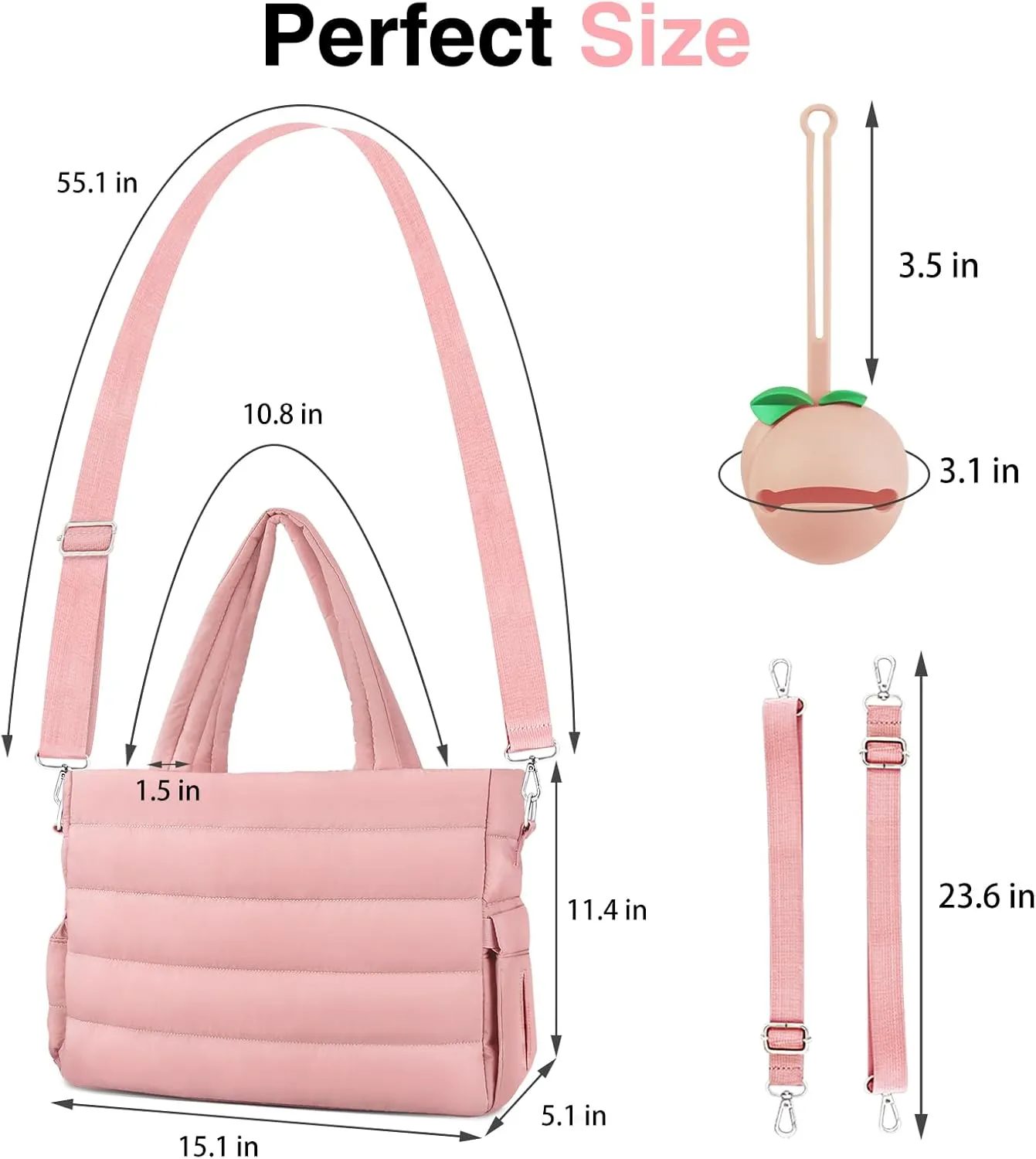 Diaper Bag Tote, Baby Diaper Tote Bags Crossbody Hospital Bag Travel Large Mommy Bag, with Silicone Pacifier Case