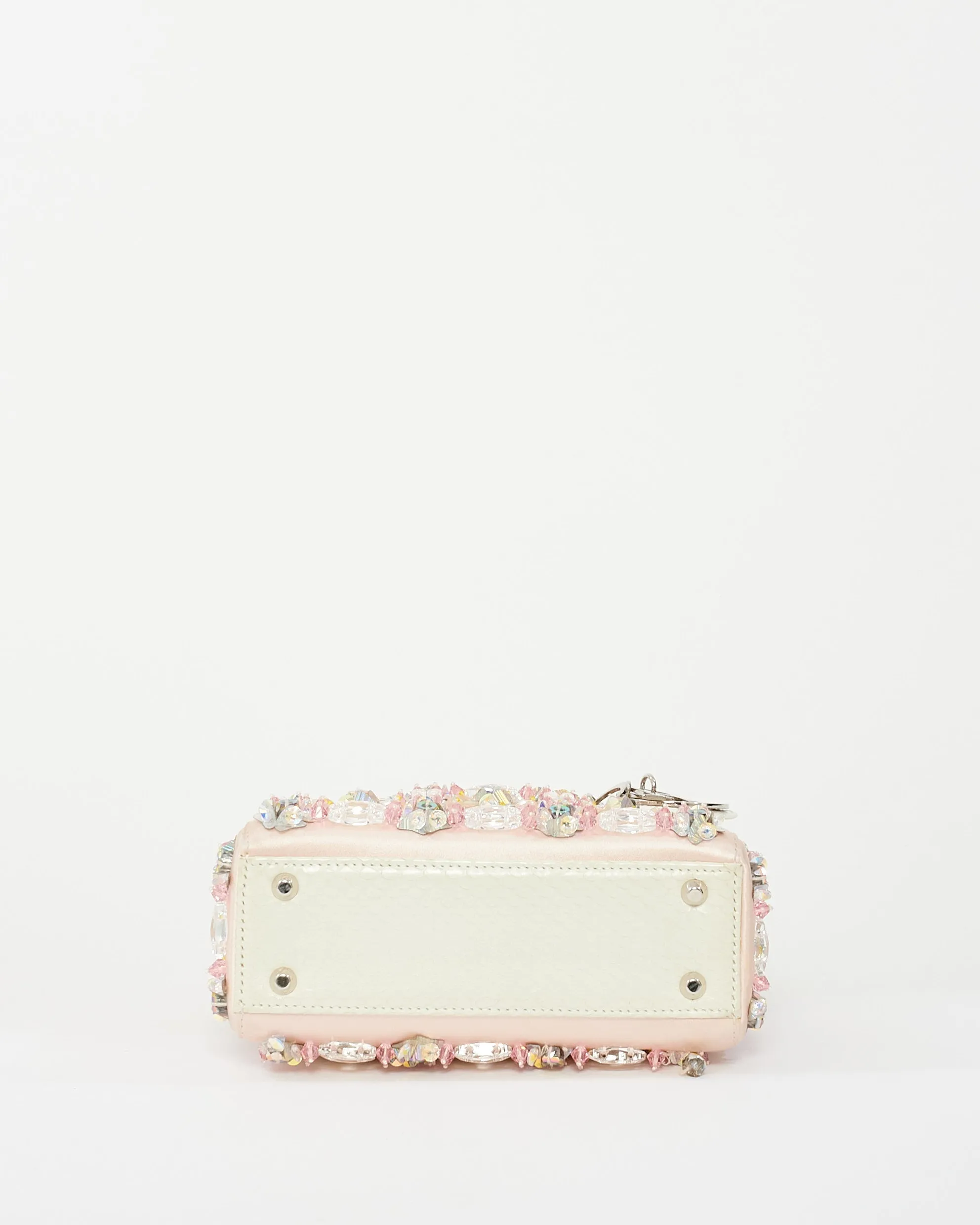 Dior Pink Satin Embellished Mini lady dior Bag