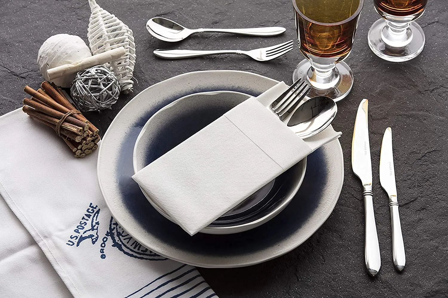 Disposable Cloth Like Napkins, Built-in Flatware Pocket, Wedding Party Linen Feel White Napkin, Prefolded for Silverware,50 Count
