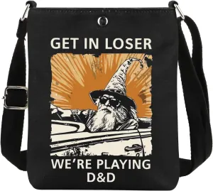 DND Gift Get In Loser We're Playing D&D Crossbody Bag Minimalist DND Handbag DND Group Gift Dungeon Master Handle Bag
