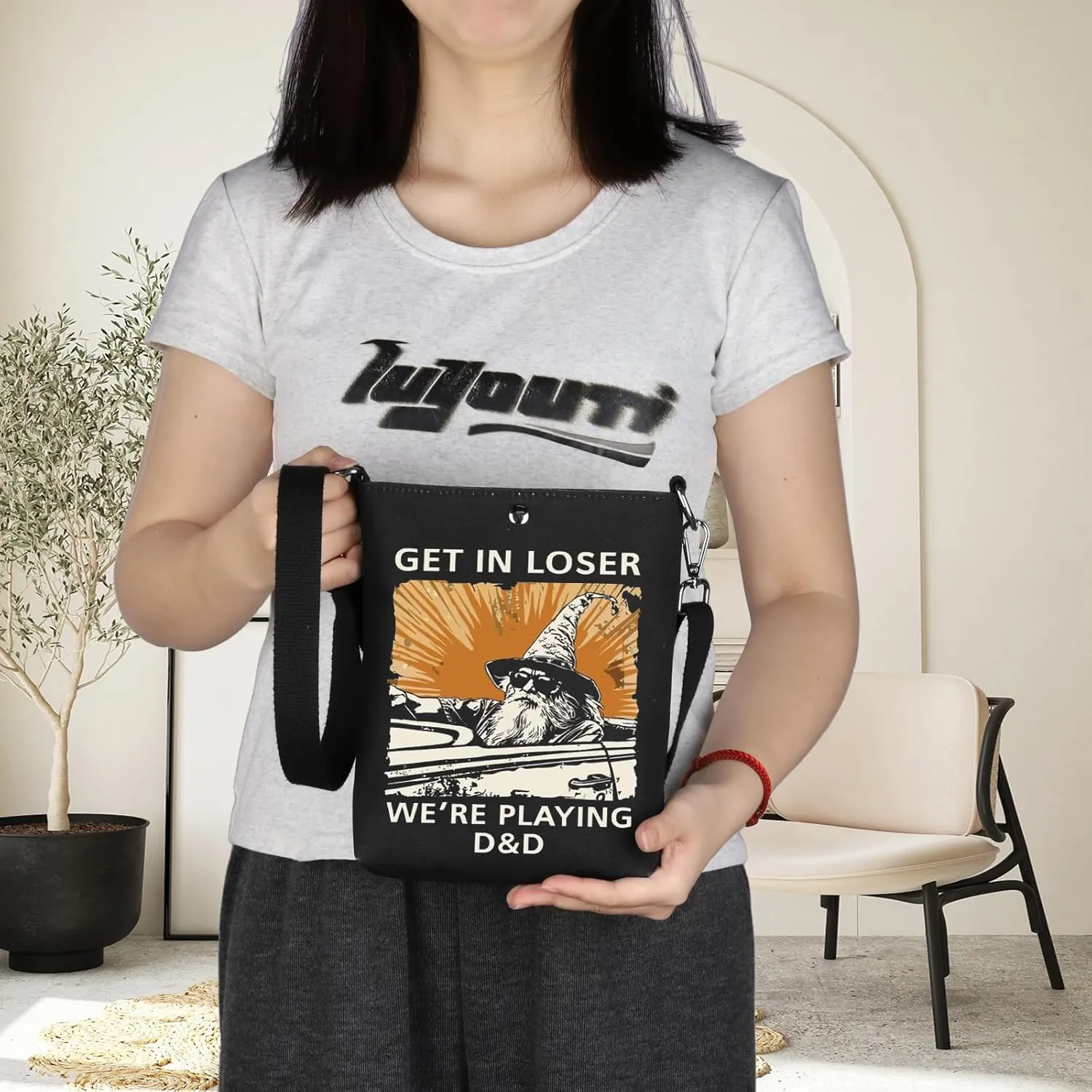 DND Gift Get In Loser We're Playing D&D Crossbody Bag Minimalist DND Handbag DND Group Gift Dungeon Master Handle Bag