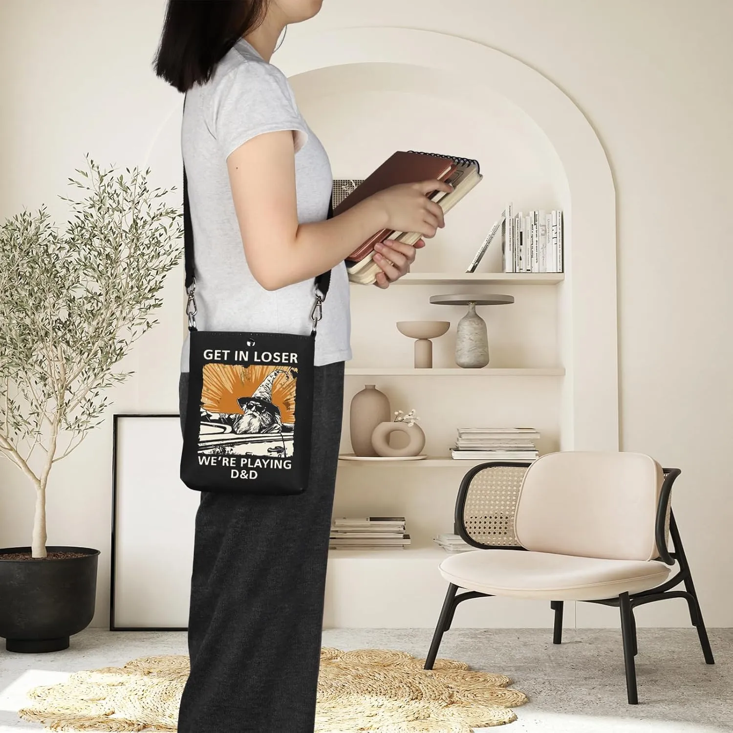 DND Gift Get In Loser We're Playing D&D Crossbody Bag Minimalist DND Handbag DND Group Gift Dungeon Master Handle Bag
