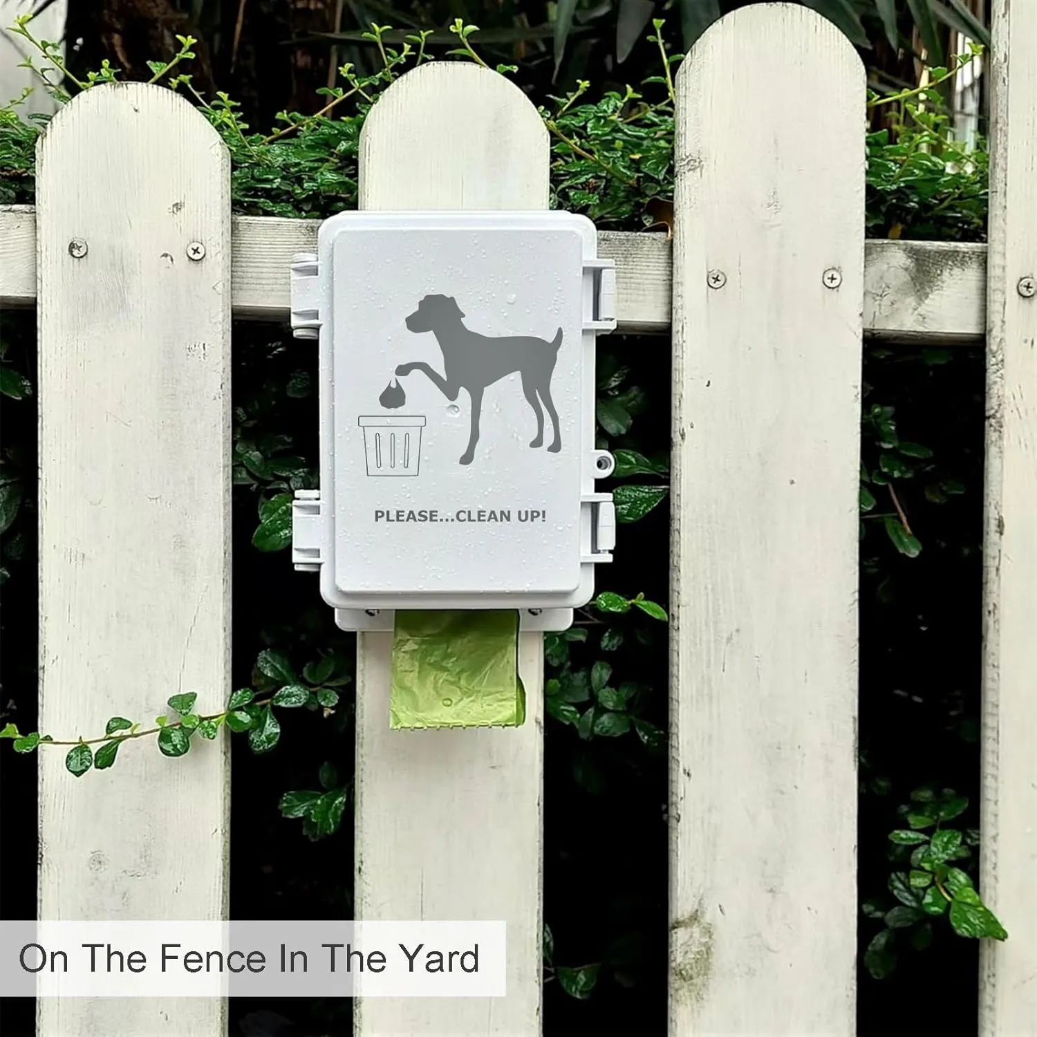 Dog Poop Bag Holder Outdoor Wall Mounted Doggie Poop Bags Storage Dispenser with 8 Rolls Small Pet Waste Station for Yard Stake, Pole, Post, Fence Mount (White dispenser 8 rolls)