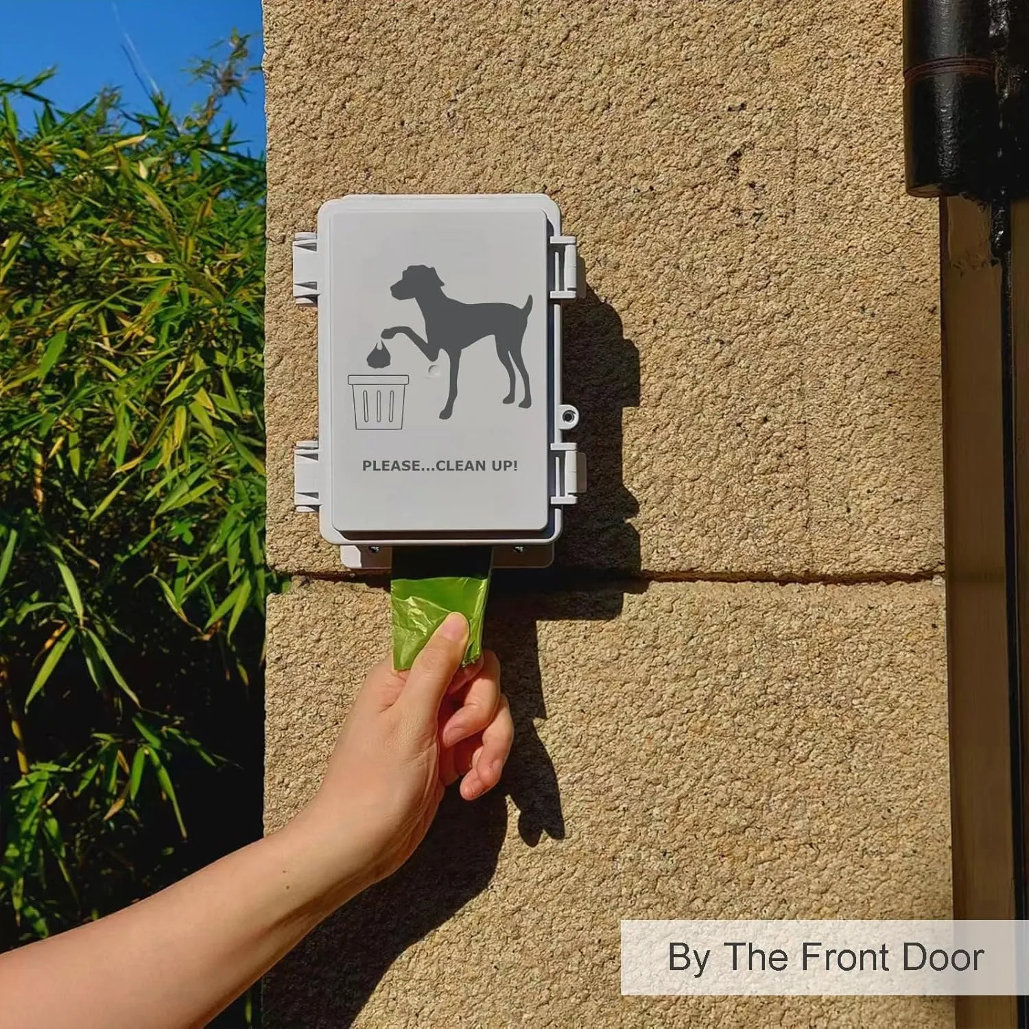 Dog Poop Bag Holder Outdoor Wall Mounted Doggie Poop Bags Storage Dispenser with 8 Rolls Small Pet Waste Station for Yard Stake, Pole, Post, Fence Mount (White dispenser 8 rolls)