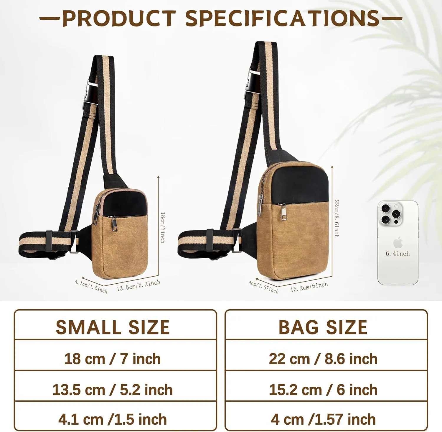 DOMAT Crossbody Bag For Men, Retro Waxed Canvas Chest Bag Embellished by Leather, Sling Bag with Buckle Strap