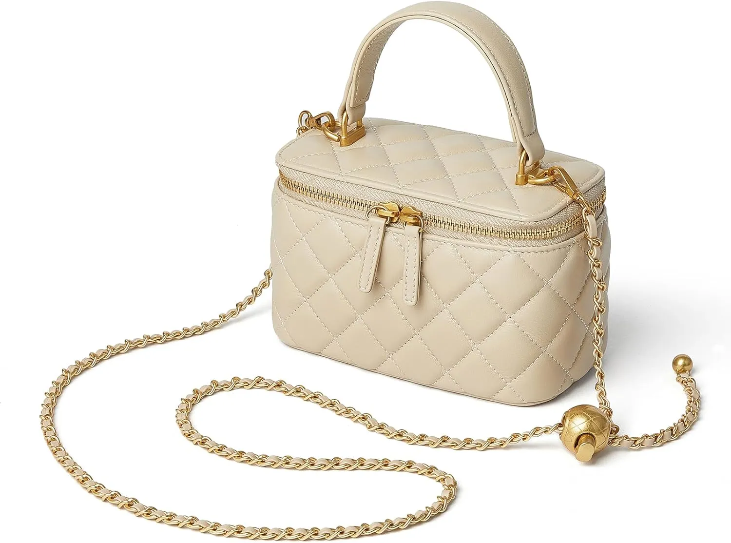 DORIS&JACKY Small Quilted Square Box Bag For Women Designer Crossbody Pouch Purse With Metal Chain Strap