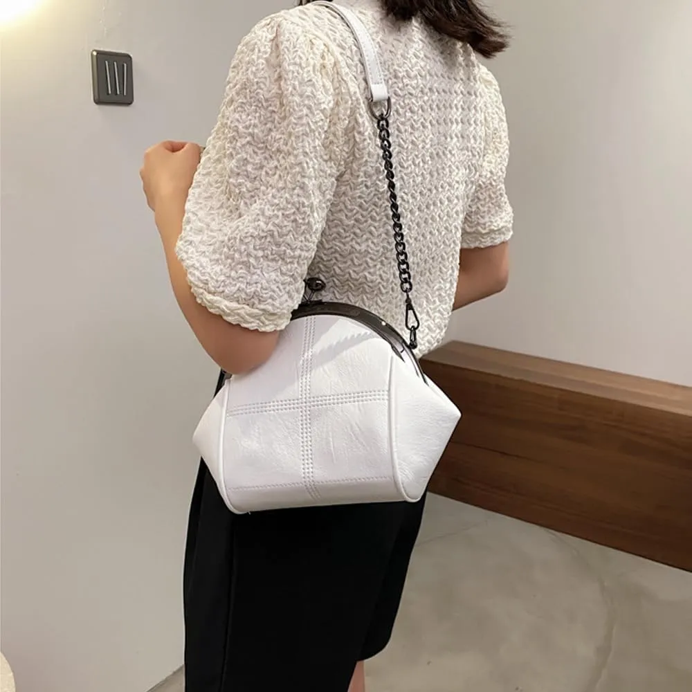 Downupdown Women Purses Handbags Kiss Lock Satchel Bag Chain Shoulder Bag PU Leather Hobo Bags Crossbody Bag Clutch Wallet