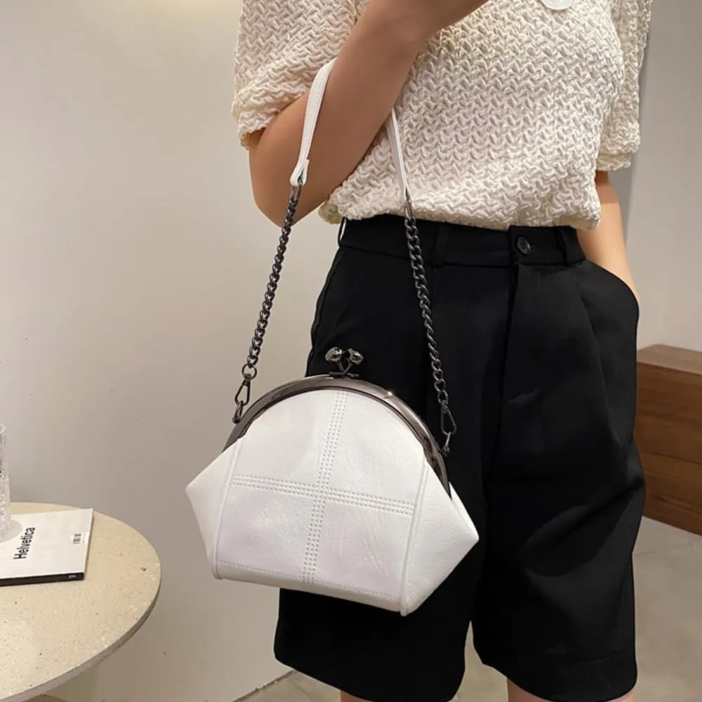 Downupdown Women Purses Handbags Kiss Lock Satchel Bag Chain Shoulder Bag PU Leather Hobo Bags Crossbody Bag Clutch Wallet