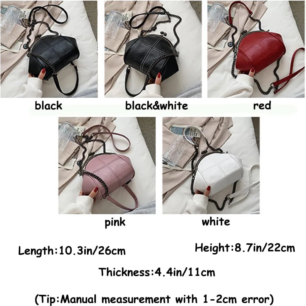 Downupdown Women Purses Handbags Kiss Lock Satchel Bag Chain Shoulder Bag PU Leather Hobo Bags Crossbody Bag Clutch Wallet