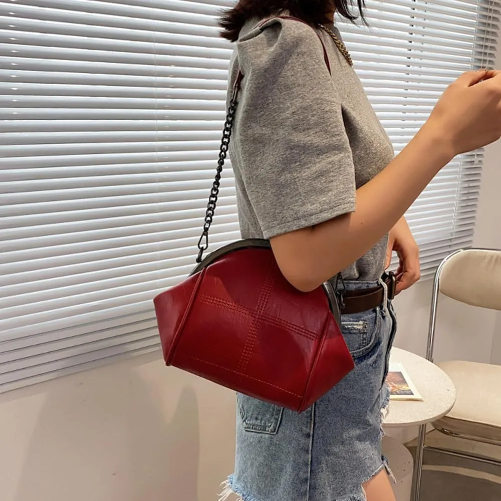 Downupdown Women Purses Handbags Kiss Lock Satchel Bag Chain Shoulder Bag PU Leather Hobo Bags Crossbody Bag Clutch Wallet