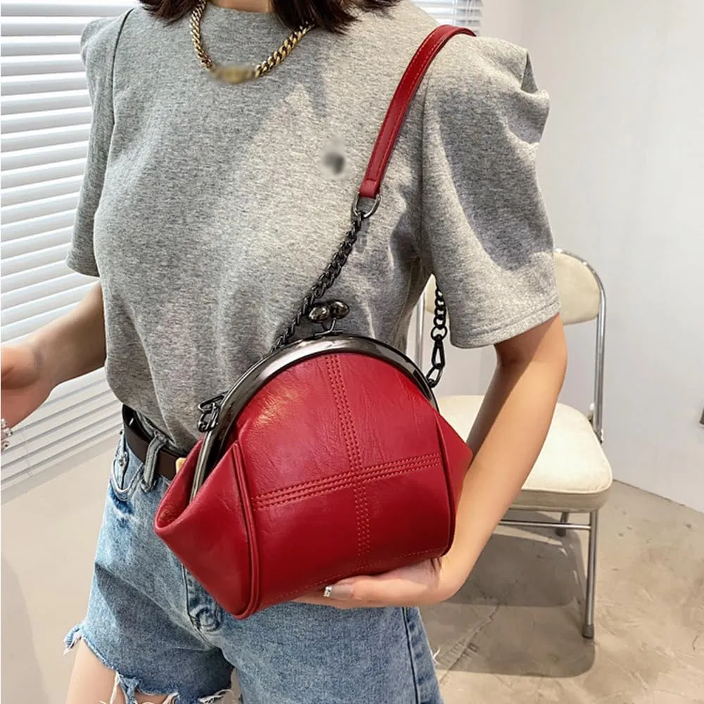 Downupdown Women Purses Handbags Kiss Lock Satchel Bag Chain Shoulder Bag PU Leather Hobo Bags Crossbody Bag Clutch Wallet