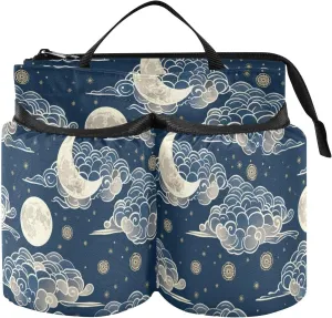 Drink Holder Travel Multifunctional Chinese Style Moon Dark Blue Holder with Strap Travel Gifts for Flight Attendants Businessmen Travelers